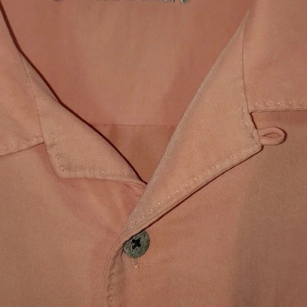 Caribbean Men's Button Up Shirt Size XL Salmon Peach Color - Picture 3 of 14